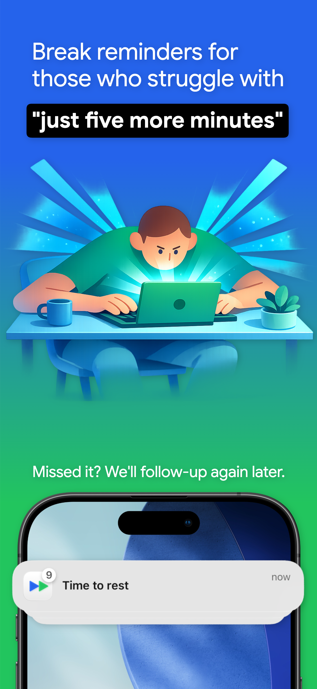 Break reminder notification on iPhone lock screen